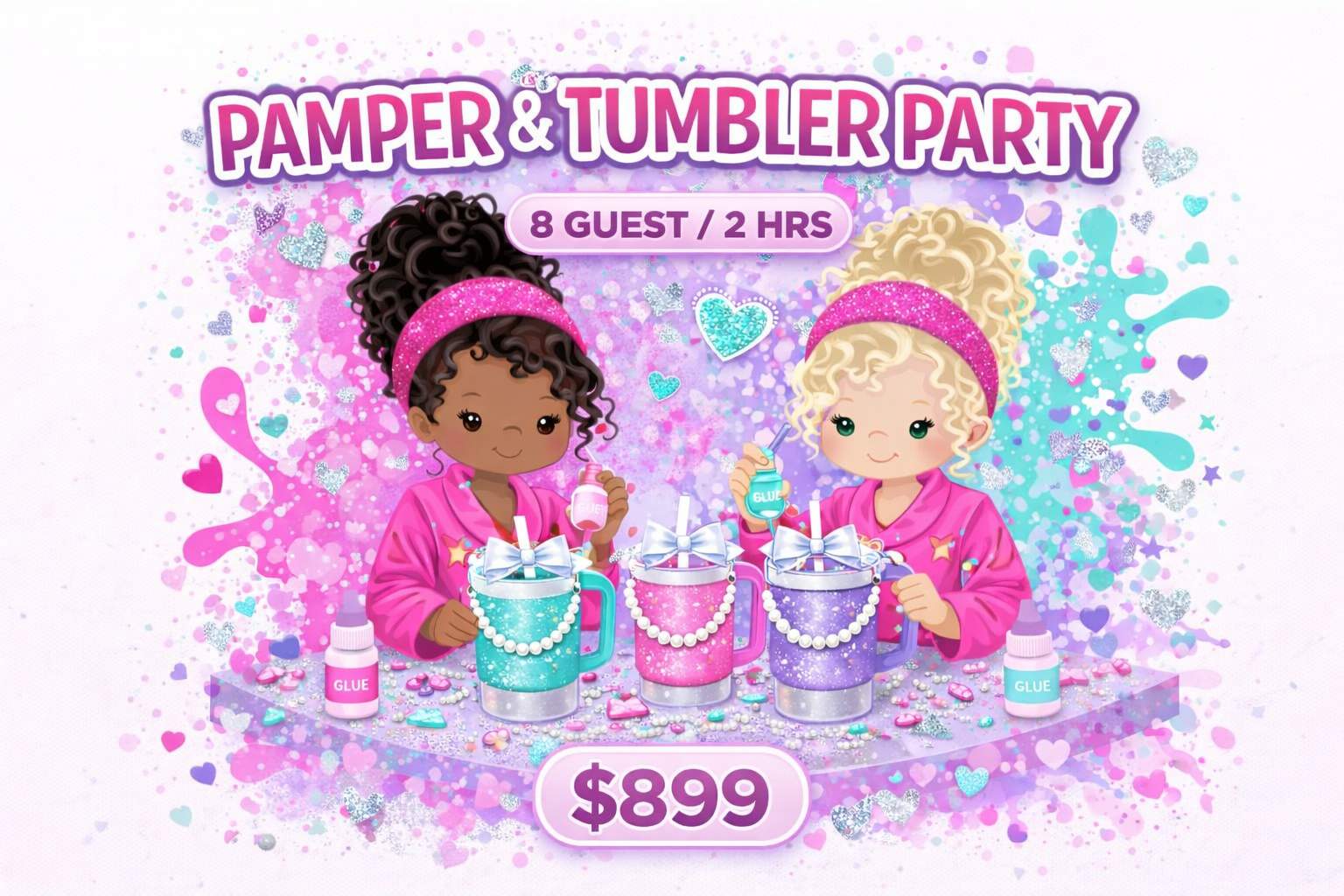 tumbler decorating party price for girls spa party Henry County GA