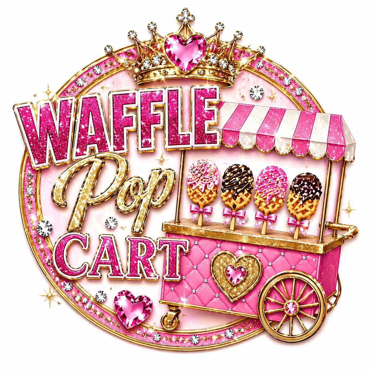 dessert cart waffle pop treat bar on Pretty Plush Glam Bus for tween glam party experience