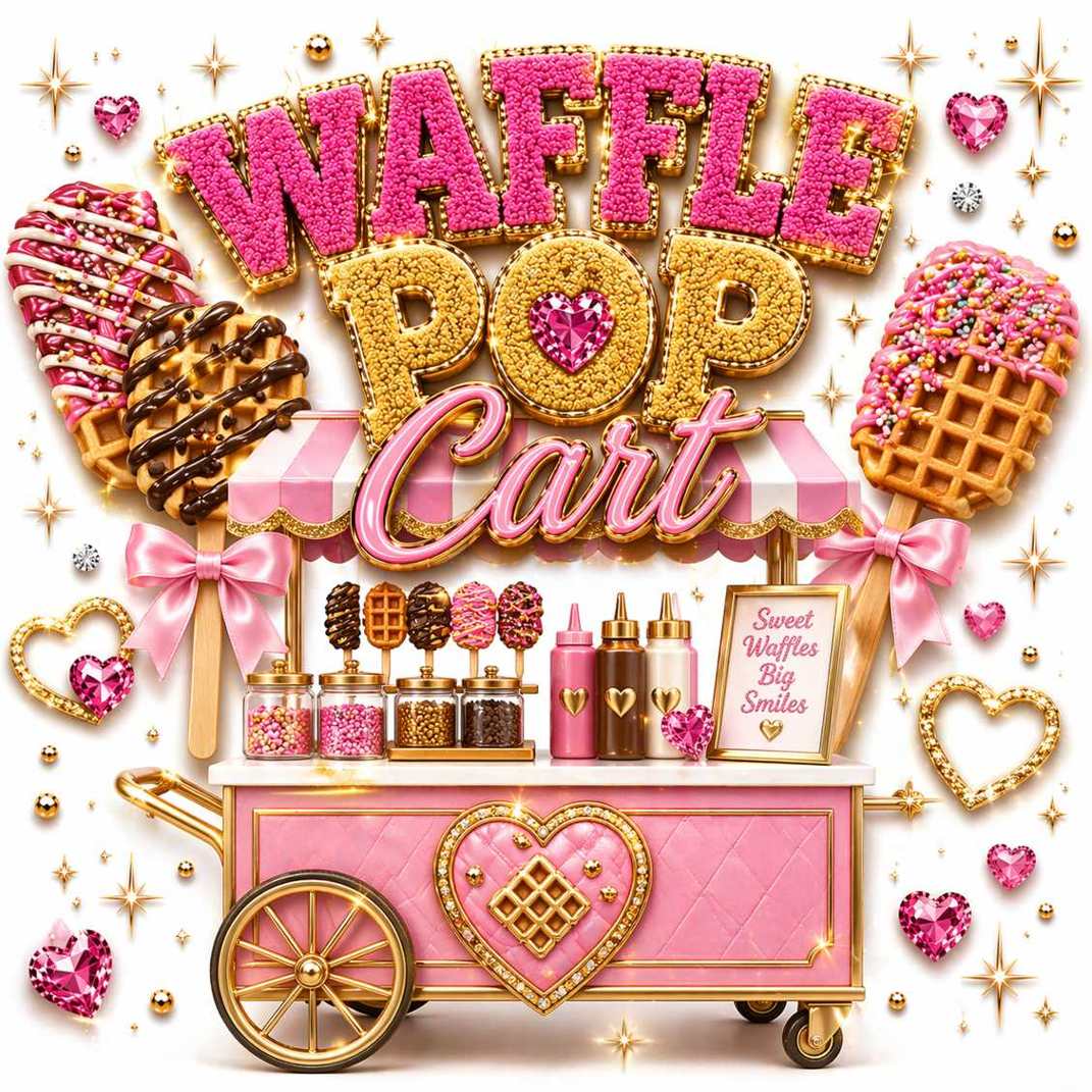 dessert cart waffle pop treat bar upgrade for tween glam and pamper party on Pretty Plush Glam Bus