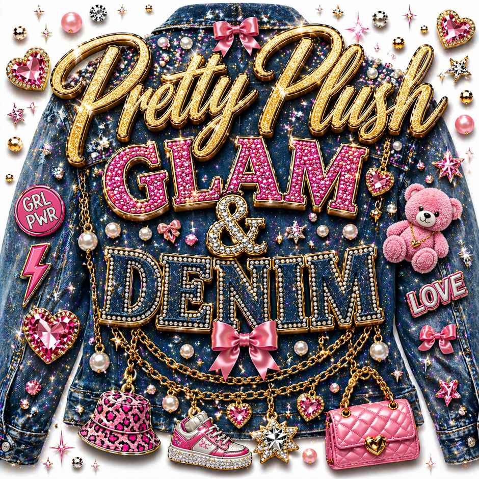 glam and denim party icon for girls age 10+ with denim jacket decorating experience on Pretty Plush Glam Bus