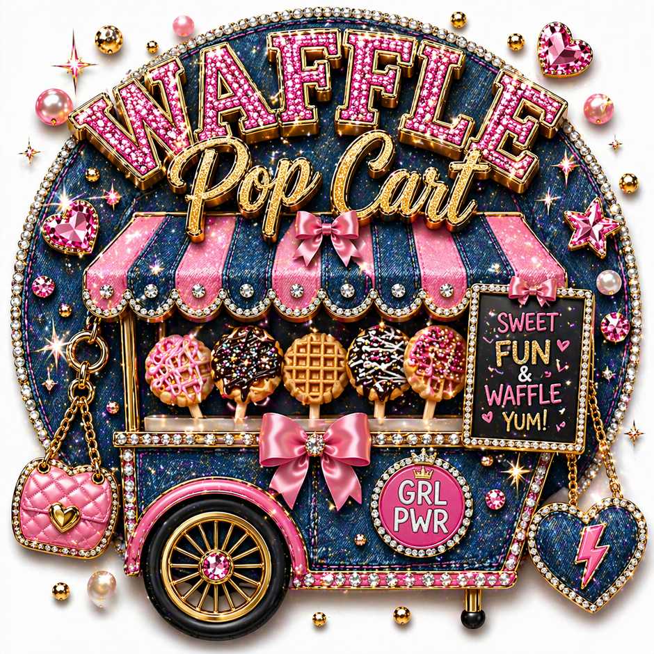 waffle pop dessert cart upgrade for tween glam party on Pretty Plush Glam Bus with sweet toppings and fun treat experience