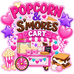 Popcorn & S&rsquo;mores Cart for girls&rsquo; spa parties and PJ Sleepunder parties in Henry County, GA, featuring popcorn, marshmallows, chocolate and s&rsquo;mores treats.